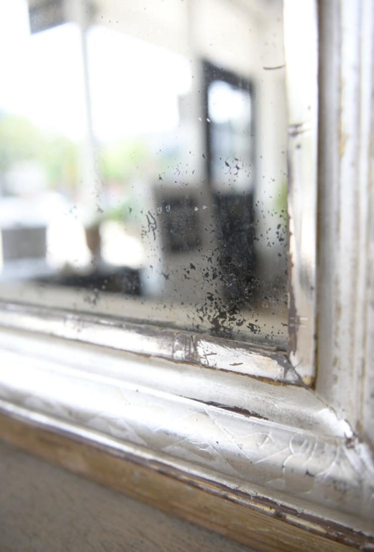 Antique Louise Philippe Tall Silver Leaf Mirror