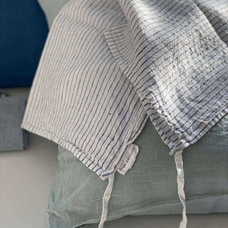 Linge Particulier French Linen Dishtowel Atlantic Blue Stripe