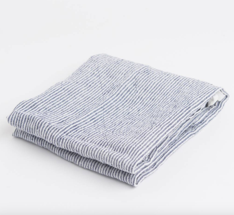 Linge Particulier French Linen Dishtowel Atlantic Blue Stripe