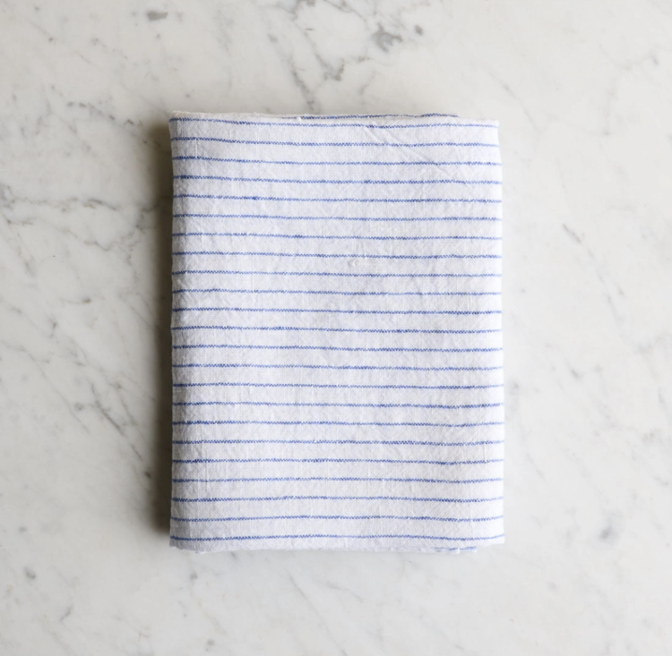 Linge Particulier French Linen Dishtowel Atlantic Blue Stripe