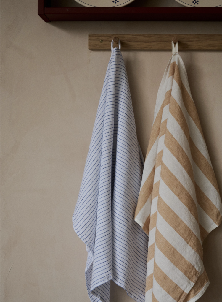 Linge Particulier French Linen Dishtowel Atlantic Blue Stripe