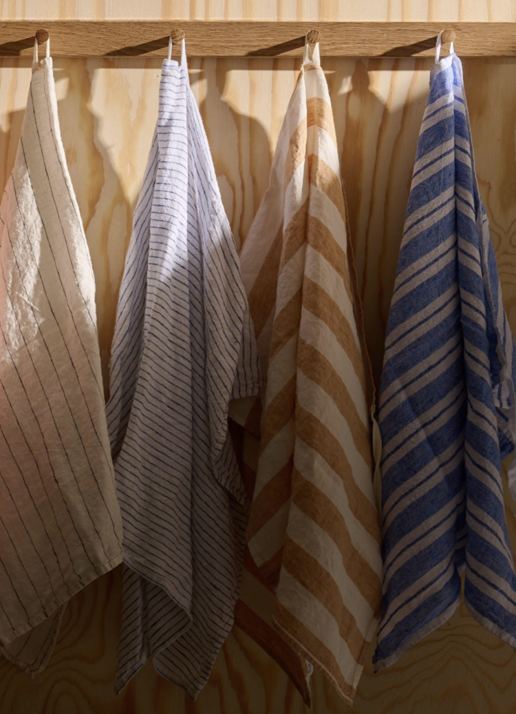 Linge Particulier French Linen Dishtowel Atlantic Blue Stripe