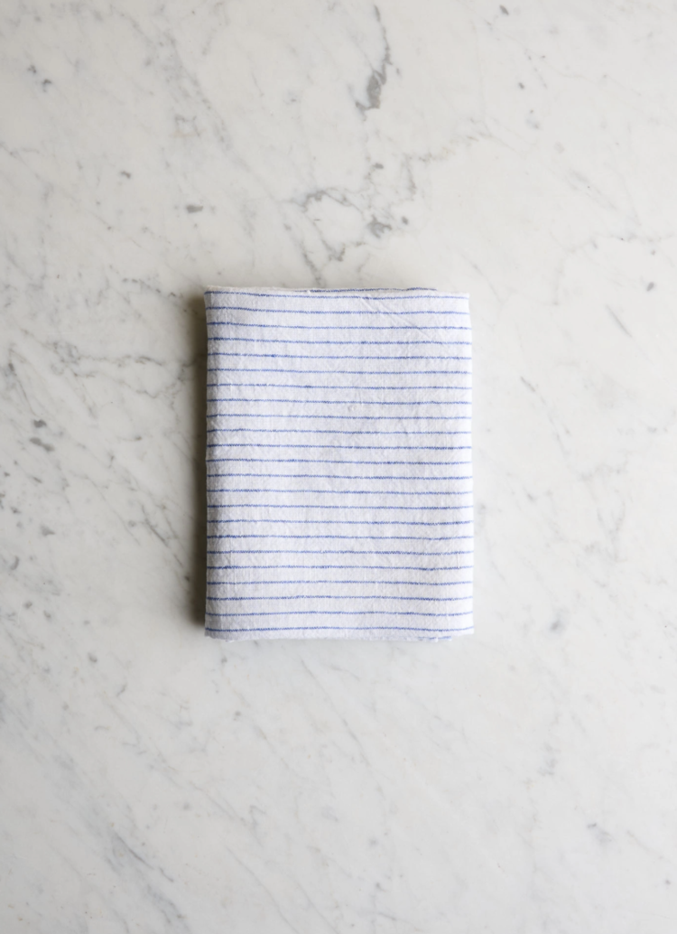 Linge Particulier French Linen Dishtowel Atlantic Blue Stripe