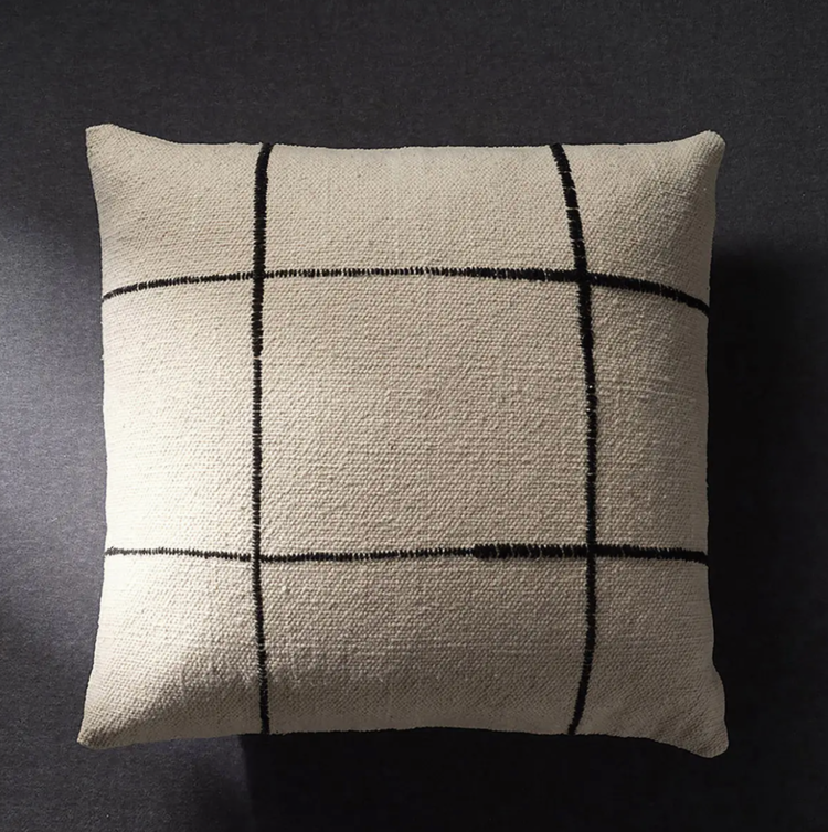 Window Pane Cushion - white and black stripe