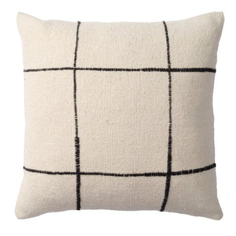 Window Pane Cushion, white and black stripe