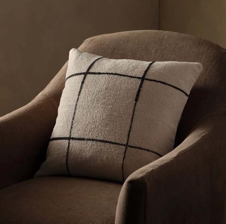 Window Pane Cushion - white and black stripe