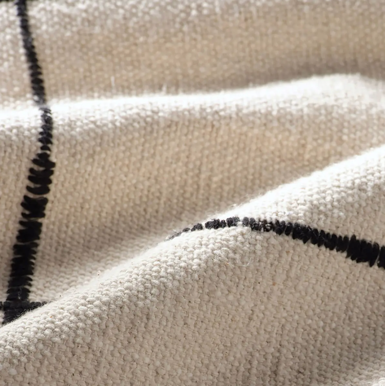 Window Pane Cushion - white and black stripe
