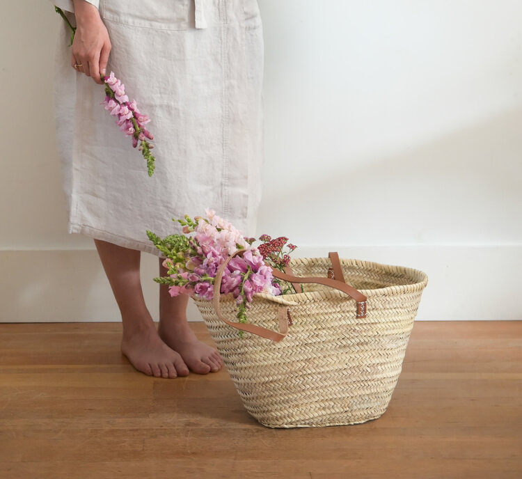 Market Basket with Leather Handle