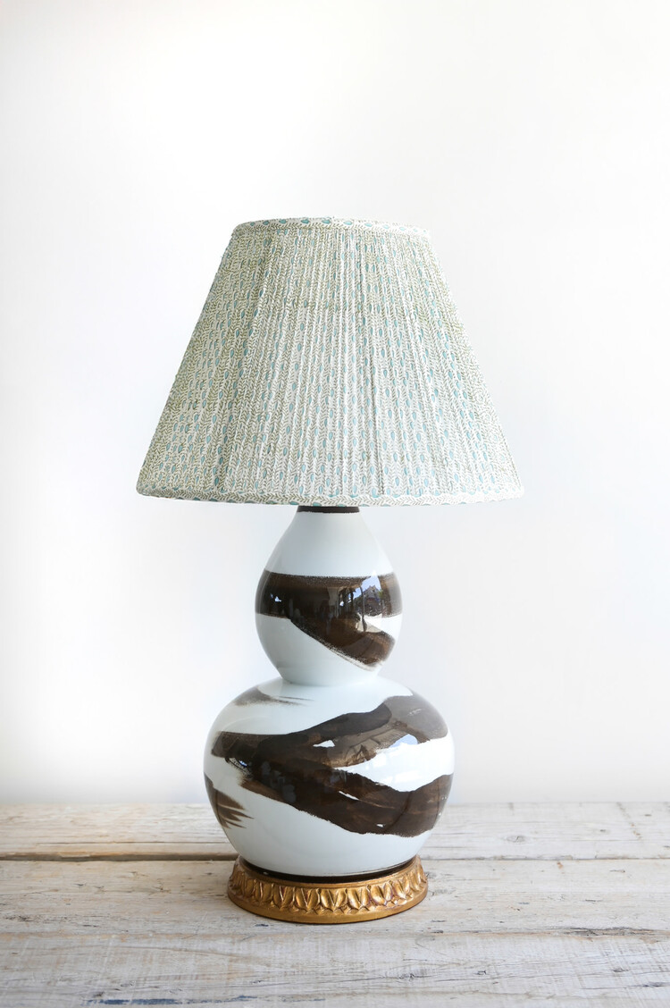 Brown Brushstroke Lamp with patterned shade
