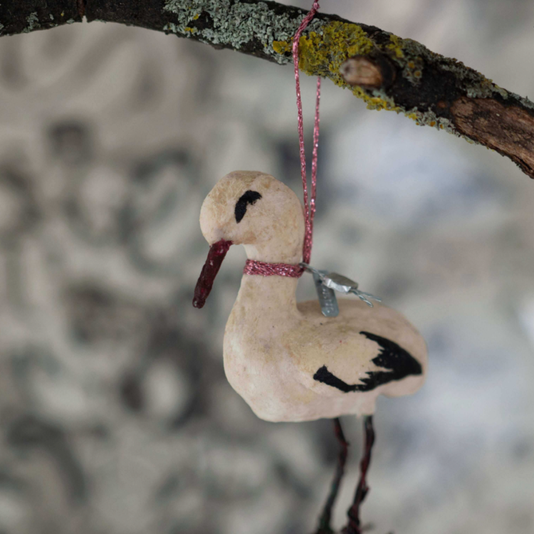 Handmade Stork Ornament