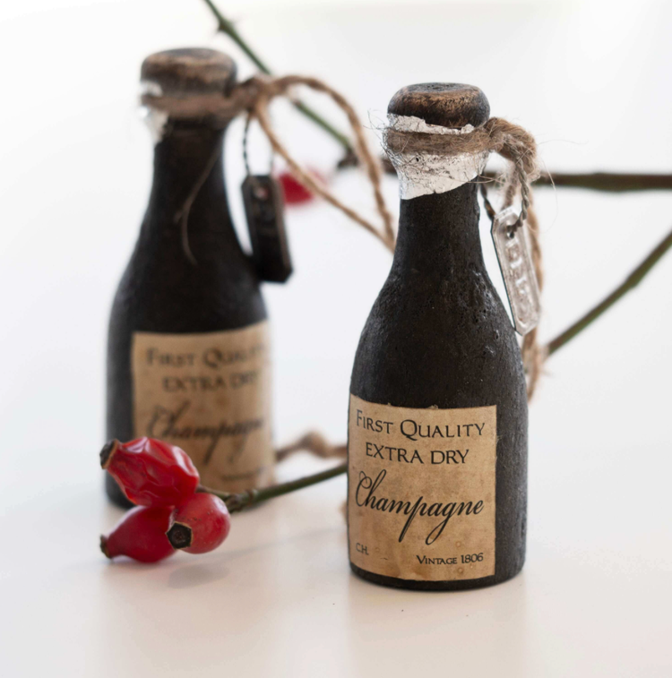 Handmade Wooden Champagne Bottle With Label