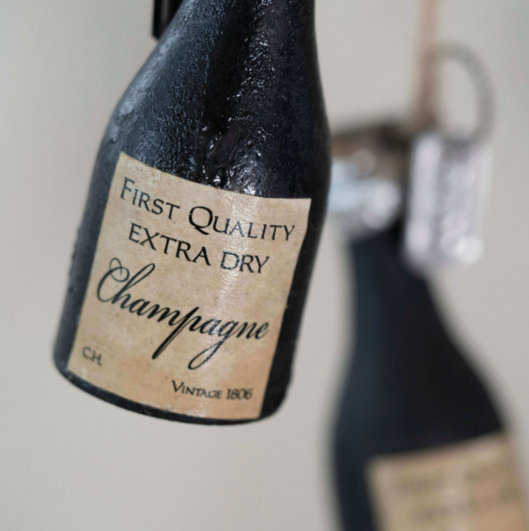 Handmade Wooden Champagne Bottle With Label