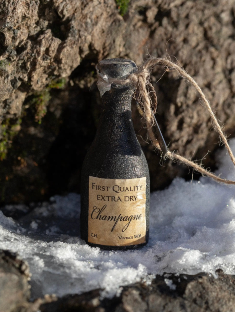Handmade Wooden Champagne Bottle With Label