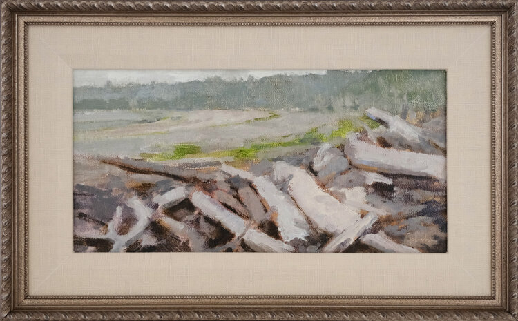 'Bamfield Log Jumble' painting by Maria Josenhans