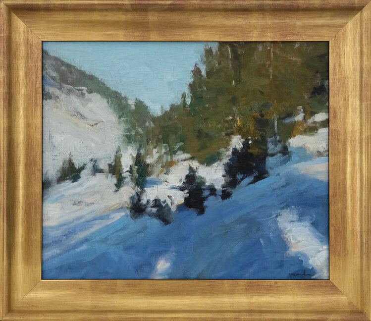 'Heather Meadows In Snow' framed oil painting by Maria Josenhans