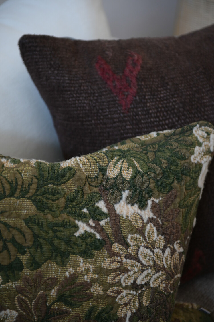 Vintage Turkish Cushion - Chocolate Brown