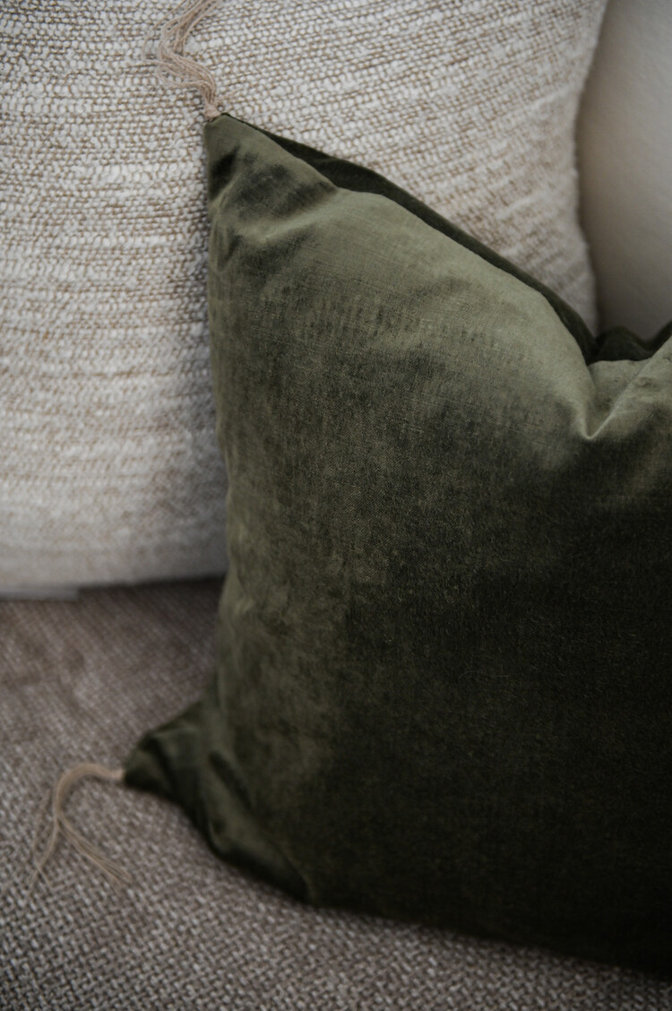 Bérengère Leroy Tsar Velvet Cushion in Kaki