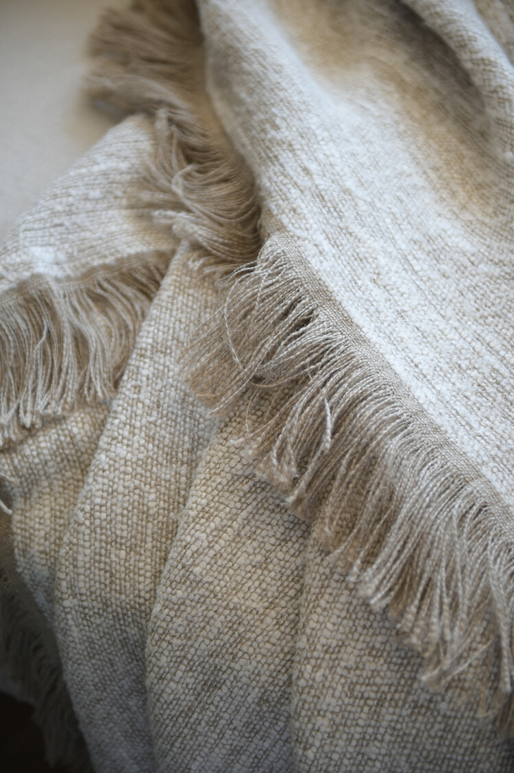 Nash Belgian Throw Blanket in Natural & White