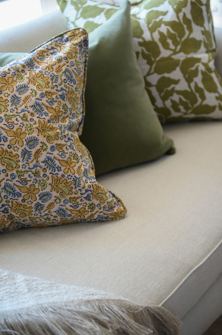 Rivoli Velvet Cushion in Vert de Gris