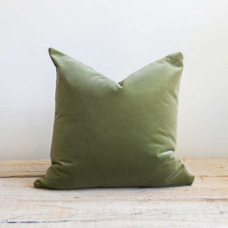 Rivoli Velvet Cushion in Vert de Gris