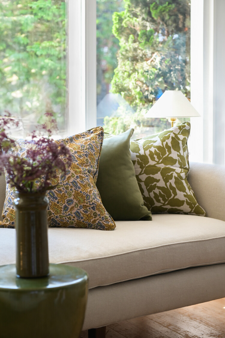 Manuel Canovas Rivoli Velvet Cushion in Vert de Gris