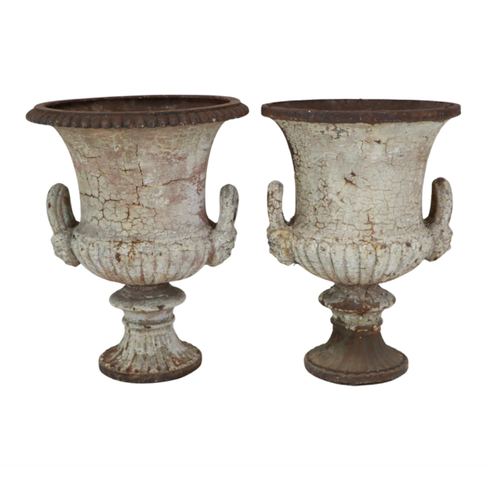 Pair of Antique Cast Iron Urns