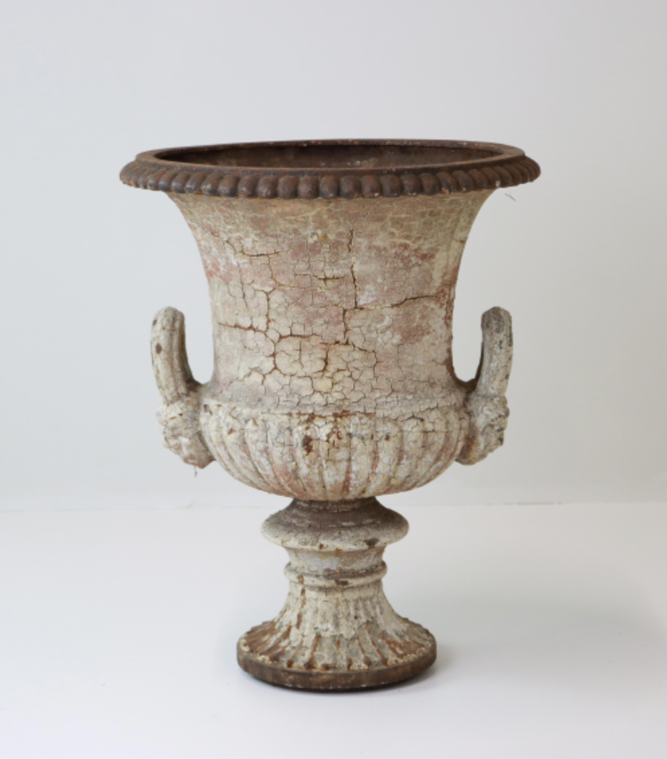 Antique Pair of Antique Cast Iron Urns, English Victorian