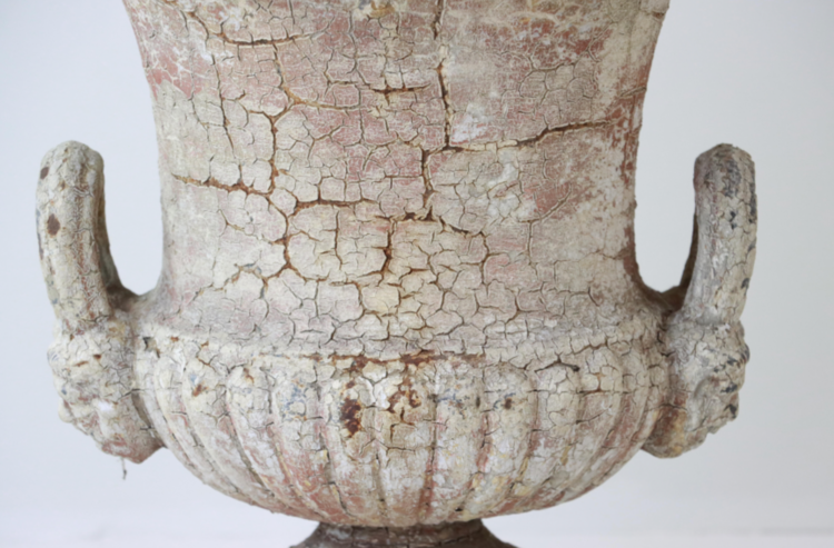 Pair of Antique Cast Iron Urns, English Victorian