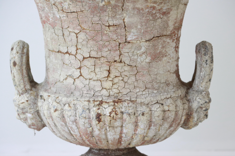 Pair of Antique Cast Iron Urns, English Victorian