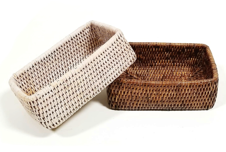 Matahari Home Small Rectangular Rattan Tray