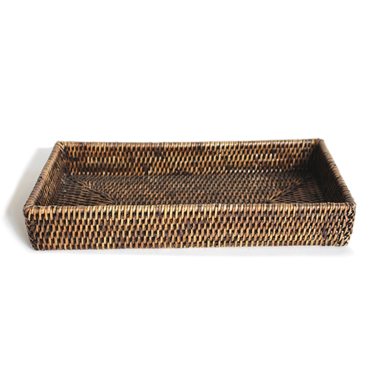 Rectangle Rattan Bath Tray in white-wash or antique brown