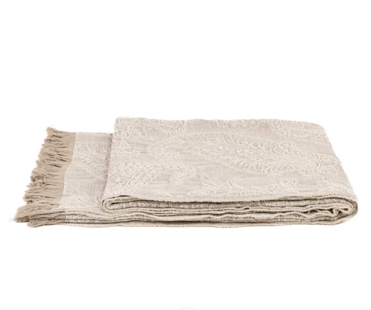 Savery Belgian Throw Blanket - Chalk
