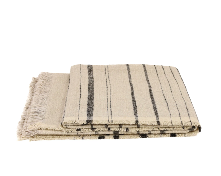 Nate Belgian Throw - Natural & Black Stripe
