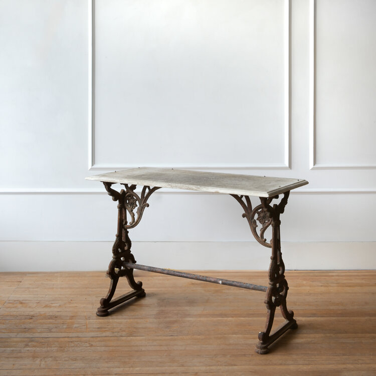 Antique Marble-Top Garden Table