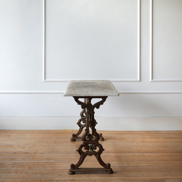 Antique Marble-Top Garden Table