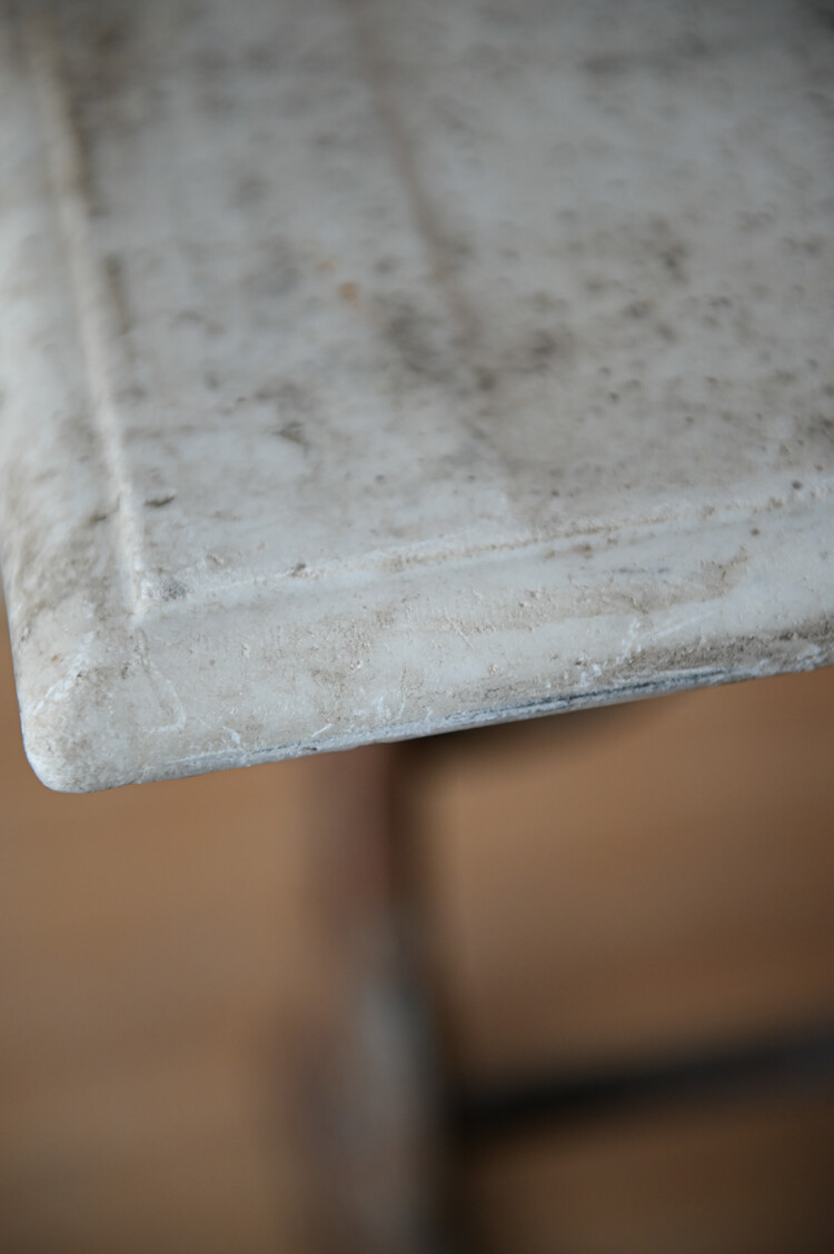 Antique Marble-Top Garden Table