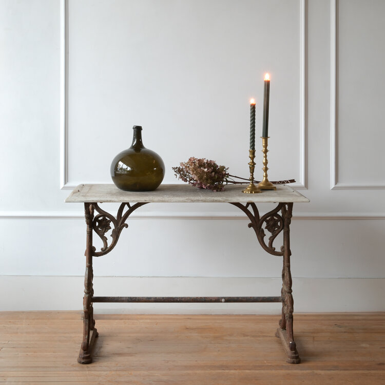 Antique Marble-Top Garden Table