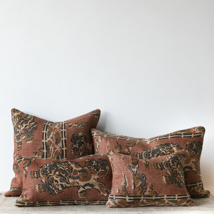 Zoffany Tibetan Tiger Stripe Russet cushion