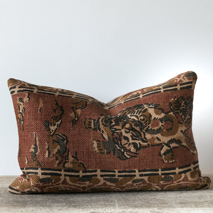 Zoffany Tibetan Tiger Stripe Russet cushion