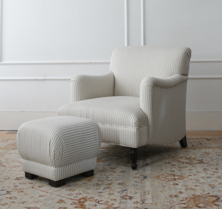 Gild Mushroom Pouf/Ottoman/Footstool in Natural Linen