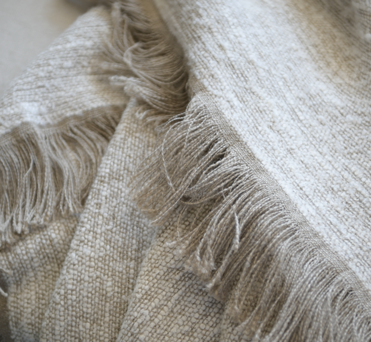 Nash Belgian Throw Blanket in Natural & White