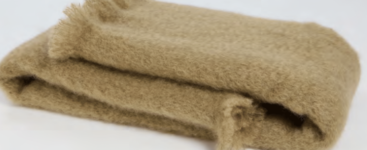 Mohair Throw Blanket in Dark Tan by Mantas Ezcaray