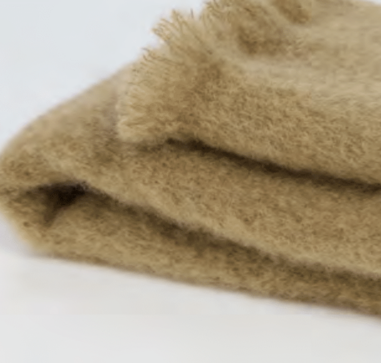 Mohair Throw Blanket in Dark Tan by Mantas Ezcaray