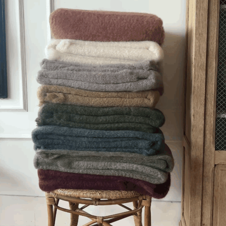 Mohair Throw Blanket in Dark Tan