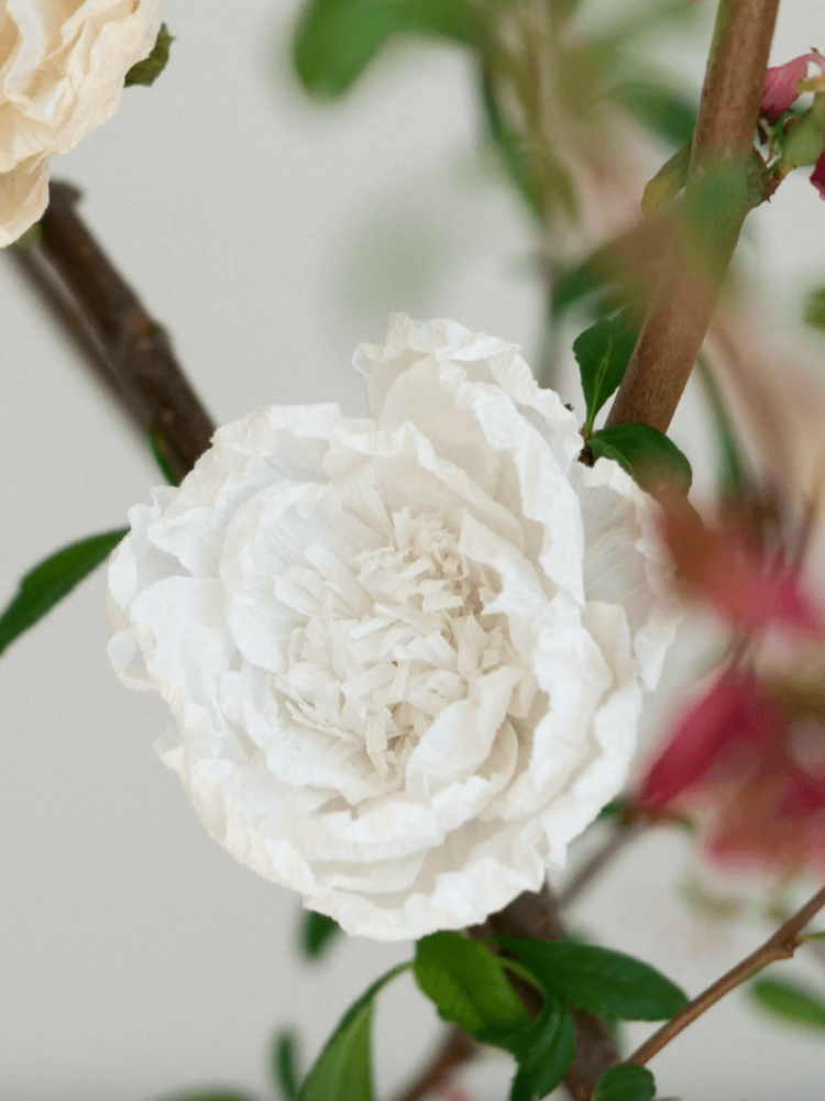 Handmade Antique-Inspired White Crepe Paper Flowers