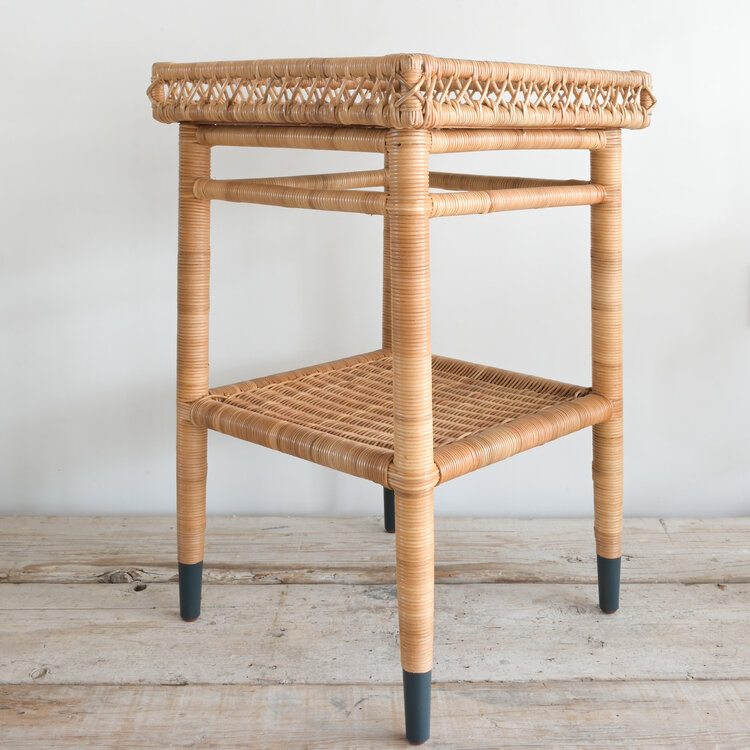 Sarah Side Table or Nightstand - Rattan