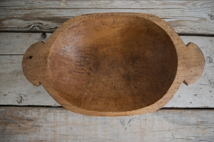 Antique Antique Wooden Dough Bowl Large