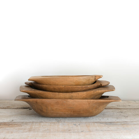 Antique Wooden Dough Bowl Large Rectangular