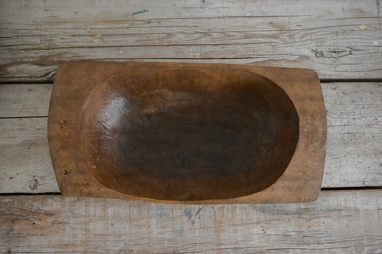 Antique Wooden Dough Bowl Large Rectangular Rustic Primitive European