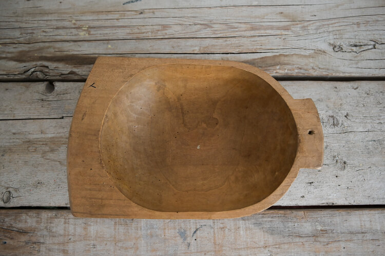 Antique Wooden Dough Bowl Large Rectangular Rustic Primitive European
